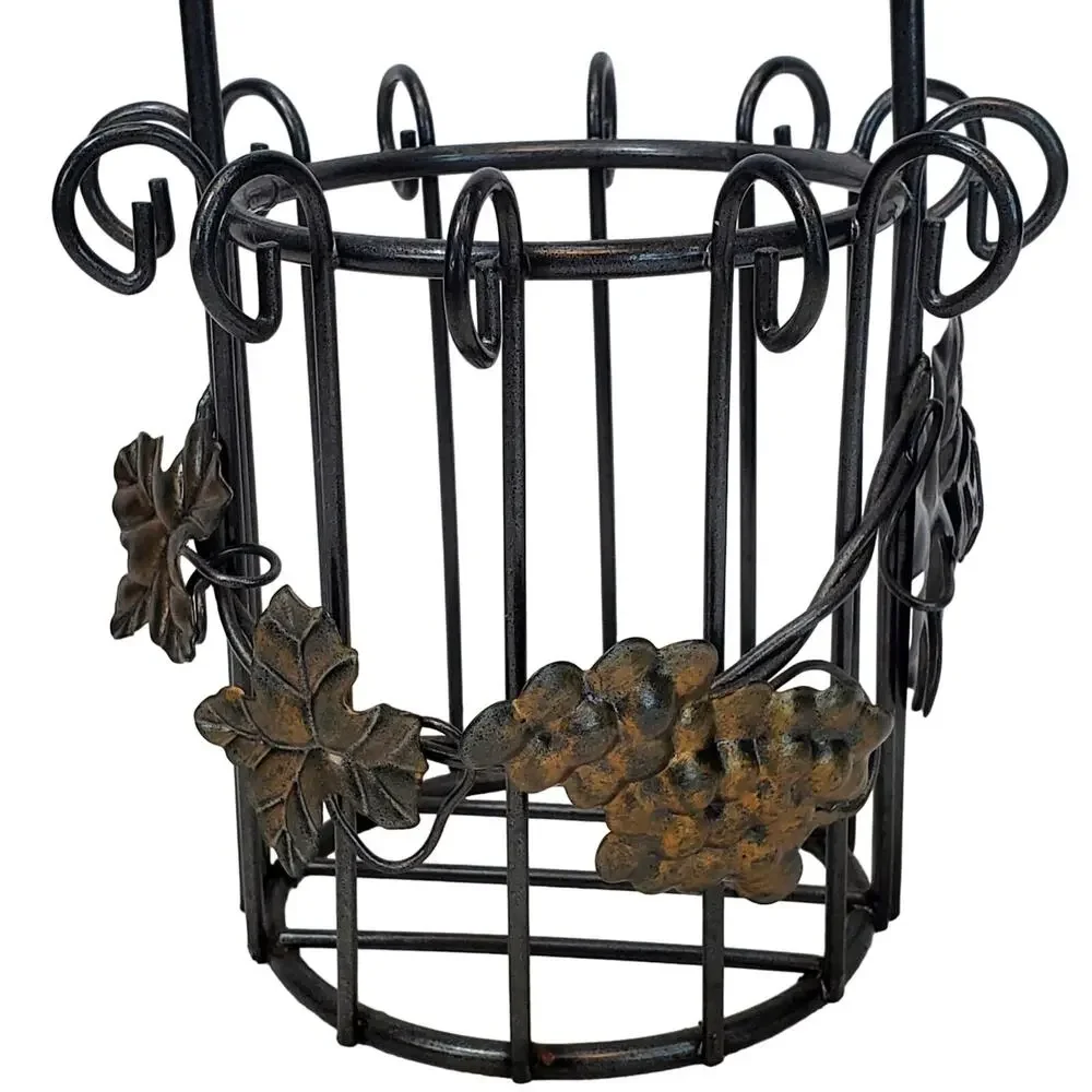 Grape Vine Barware Bottle Wire Caddy Basket Carrier Holder Display Decor Vtg